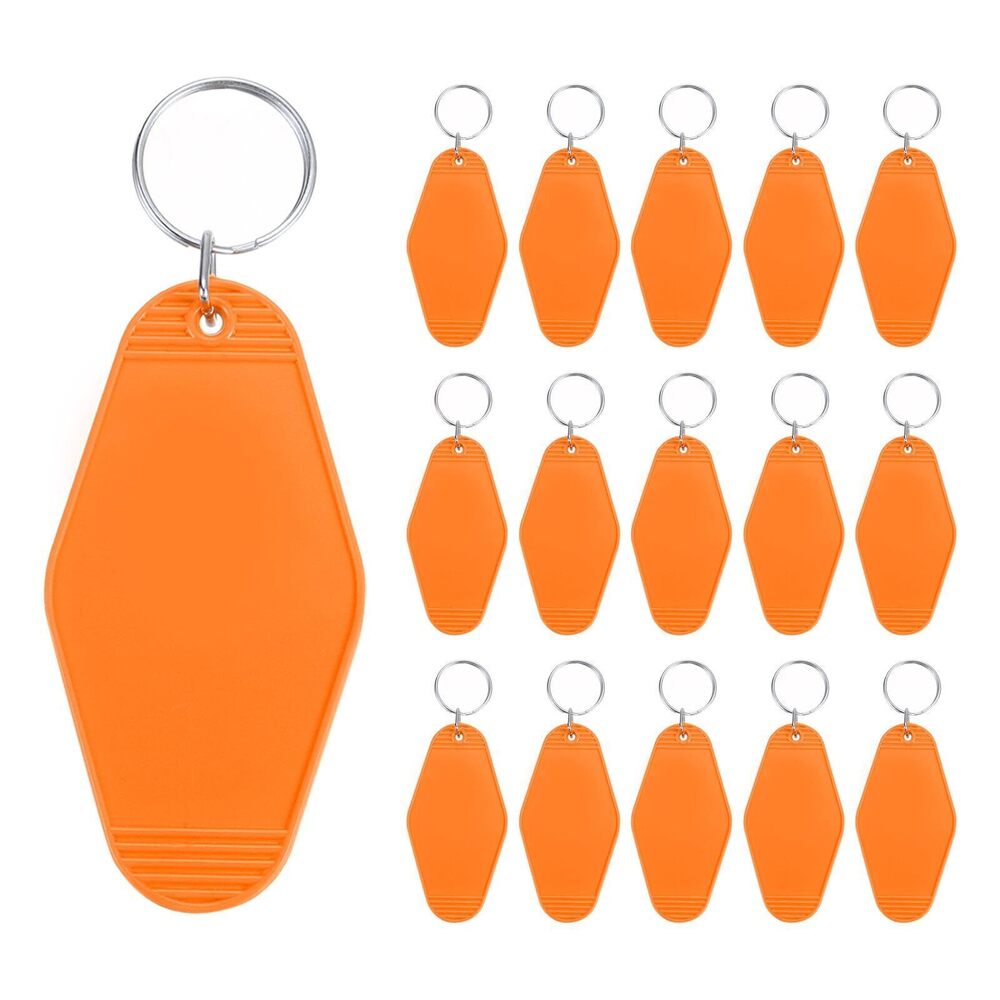 1373 Vintage Motel Keychain, 16 Pack Blank Hotel Keychains Rhombus Retro